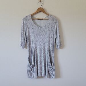 Alembika White Black Grid Jersey Knit Tunic Size 2/Medium